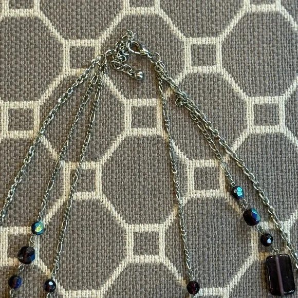 Elegant Multi-Layered Blue, Purple, and Silver Necklace - Picture 4 of 7